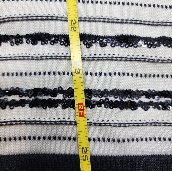Coldwater Creek Size Large Black White Sequin Silk Blend‎ Short Sleeve Shirt - Picture 10 of 11